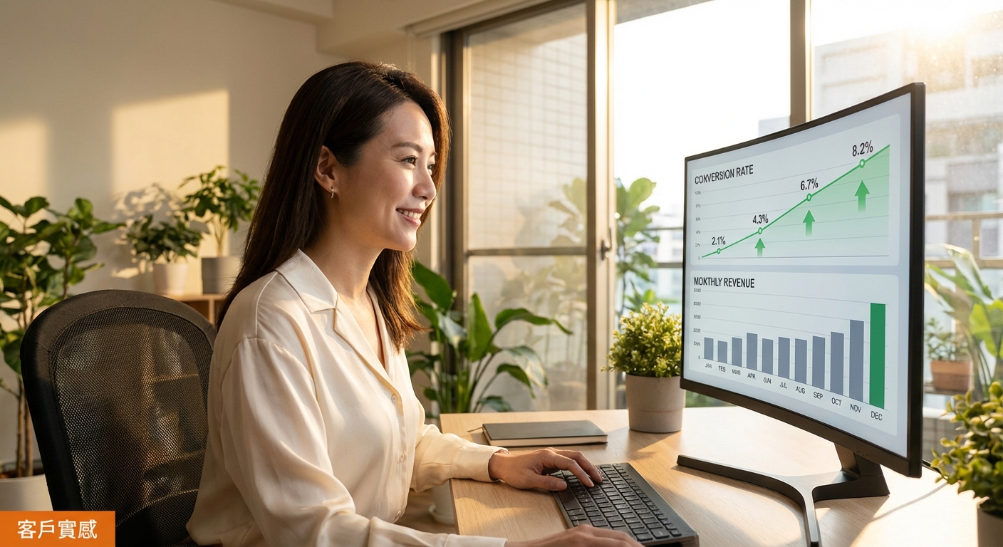 螢幕上漏斗轉換圖，行銷策略見效